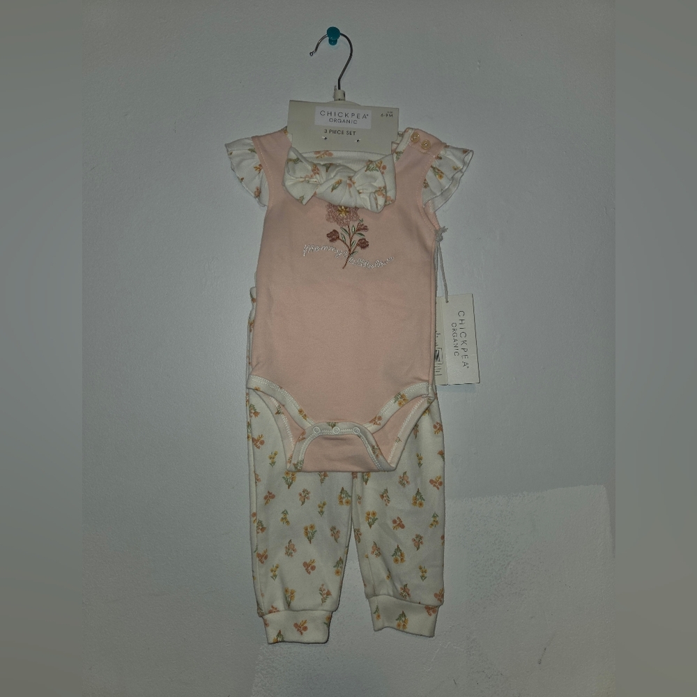 Chick Pea Pink and Cream Floral Baby Mommy's Little Love Outfit